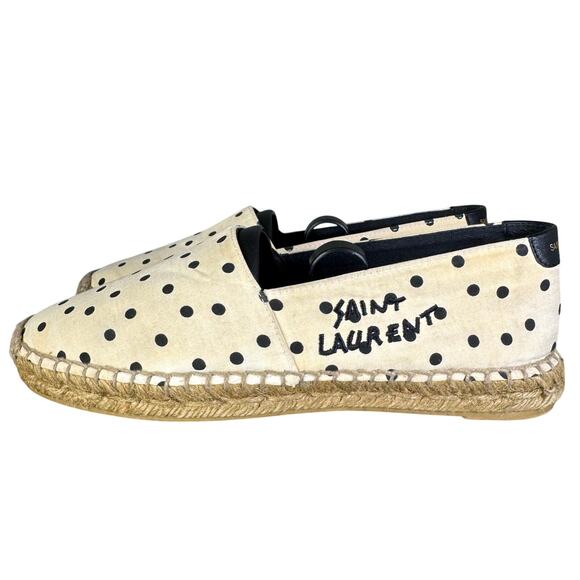 Yves Saint Laurent Signature Logo Polka Dot Espadrilles Women’s Size 36 /6 US - Picture 1 of 8